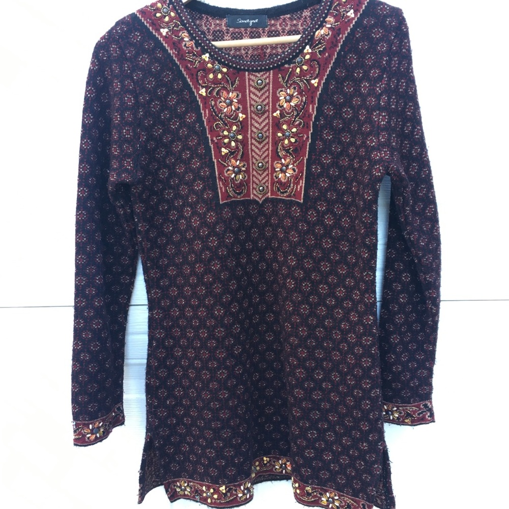 Gorgeous beaded knit tunic